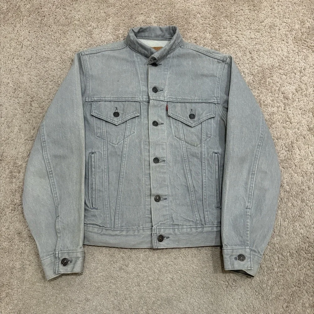 Vintage 80s Levi's Type III Trucker Jacket Mens 38 Gray Denim USA 70506-0257